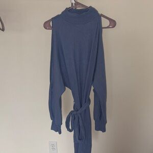VENUS Blue Cold Shoulder Sweater